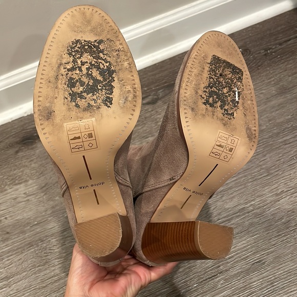 Dolce Vita Macy Boot - Taupe Suede Heeled Booties Size 8 - Picture 6 of 6